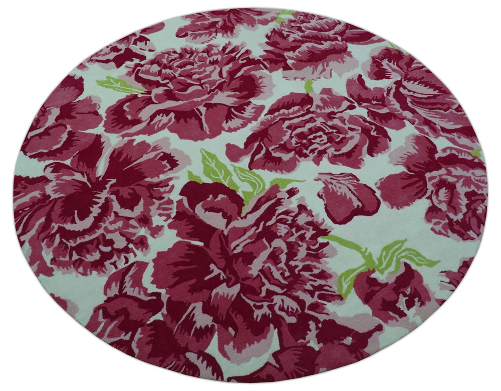 Custom Made Modern Pink Floral Hand Tufted Wool Rug - The Rug Decor