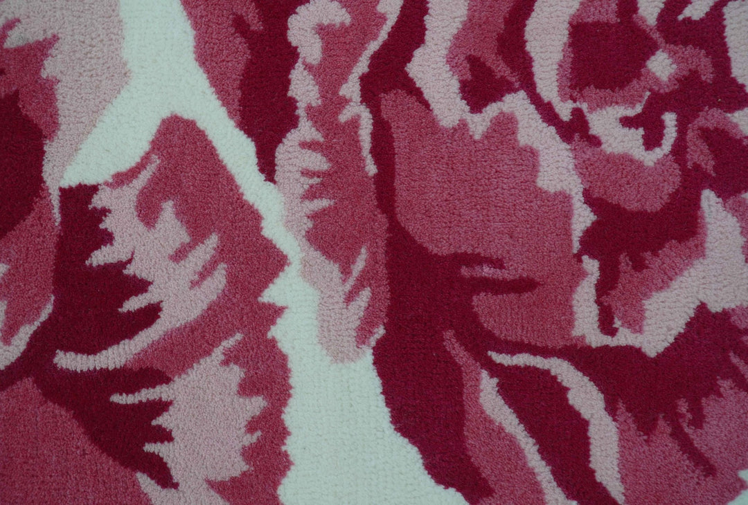 Custom Made Modern Pink Floral Hand Tufted Wool Rug - The Rug Decor