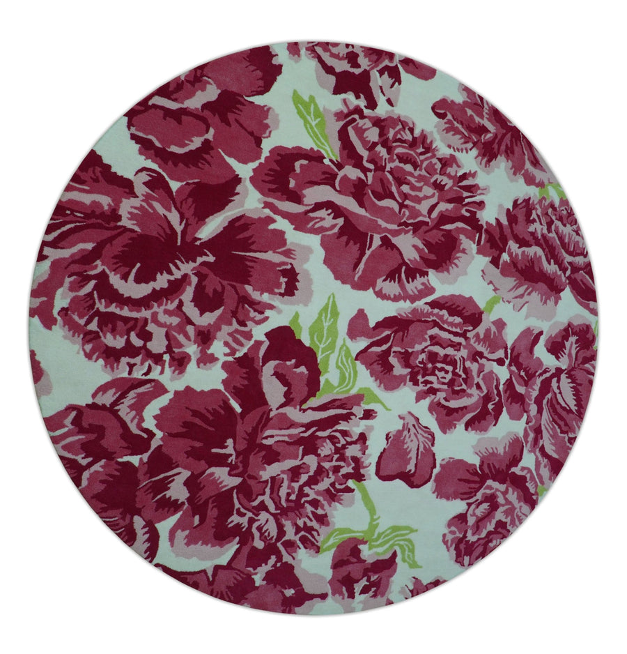 Custom Made Modern Pink Floral Hand Tufted Wool Rug - The Rug Decor