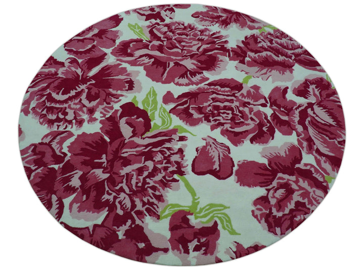 Custom Made Modern Pink Floral Hand Tufted Wool Rug - The Rug Decor