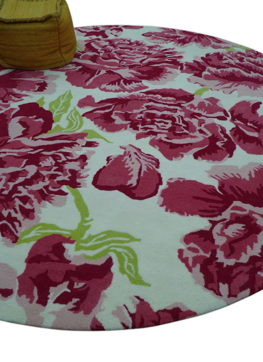 Custom Made Modern Pink Floral Hand Tufted Wool Rug - The Rug Decor