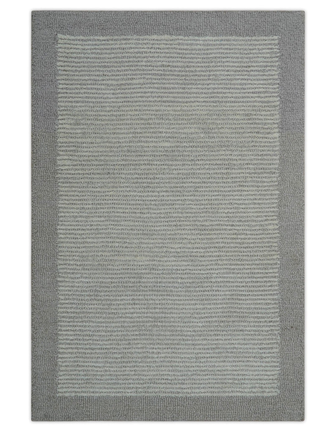 Custom Made Modern Solid Design Gray Hand Tufted Wool Rug - The Rug Decor