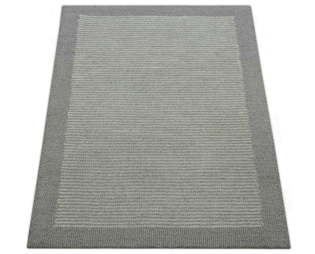 Custom Made Modern Solid Design Gray Hand Tufted Wool Rug - The Rug Decor