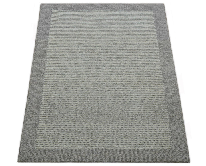 Custom Made Modern Solid Design Gray Hand Tufted Wool Rug - The Rug Decor