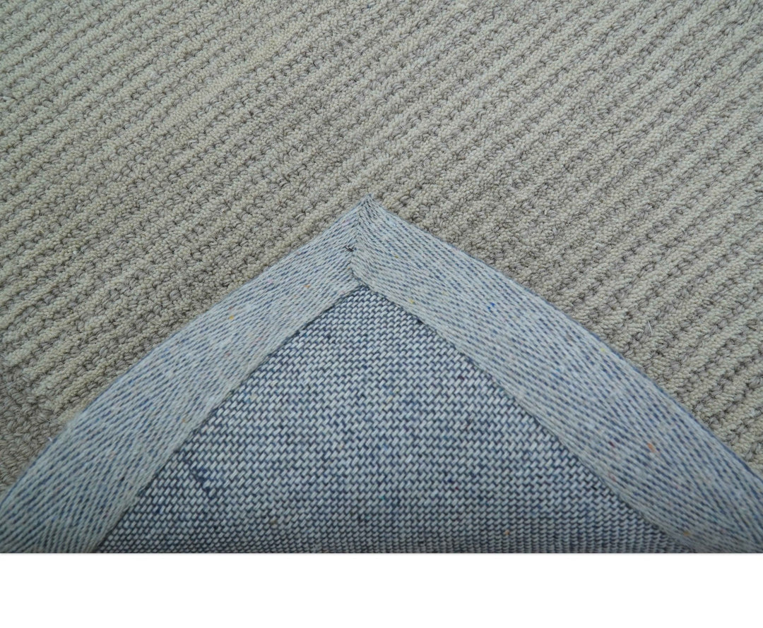 Custom Made Modern Solid Design Gray Hand Tufted Wool Rug - The Rug Decor