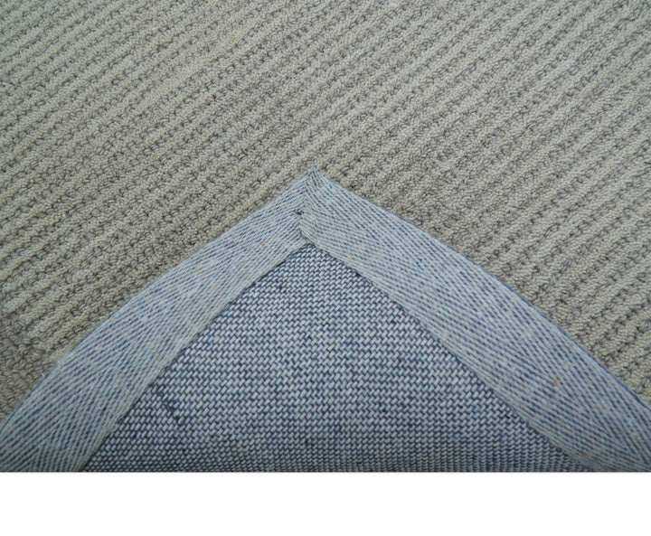 Custom Made Modern Solid Design Gray Hand Tufted Wool Rug - The Rug Decor