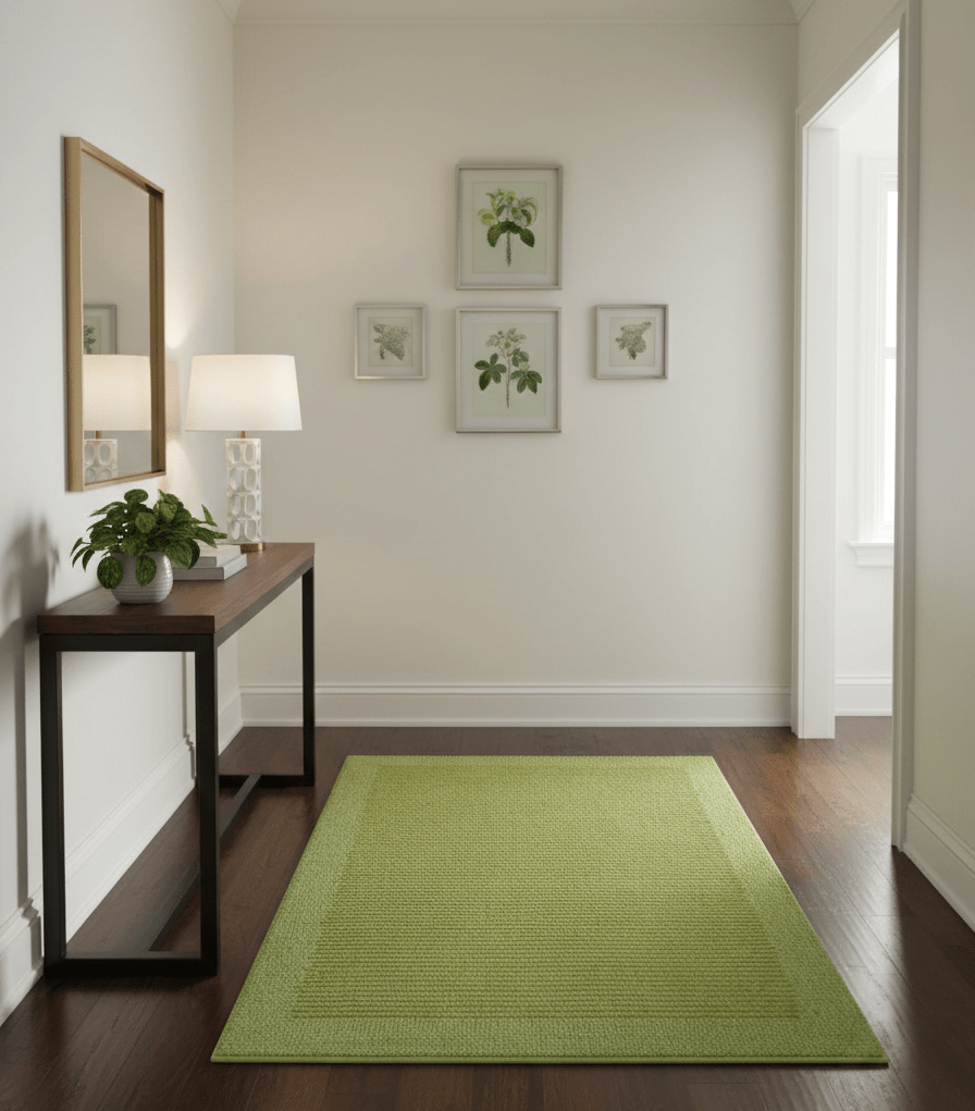 Custom Made Modern Solid Design Green Hand Tufted Wool Rug - The Rug Decor