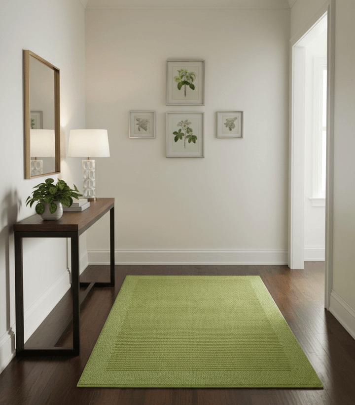 Custom Made Modern Solid Design Green Hand Tufted Wool Rug - The Rug Decor