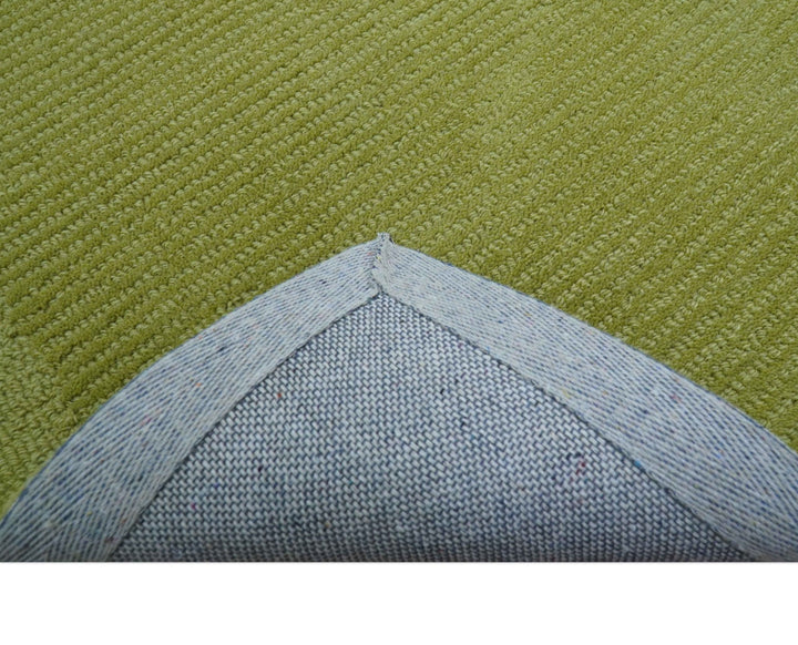 Custom Made Modern Solid Design Green Hand Tufted Wool Rug - The Rug Decor