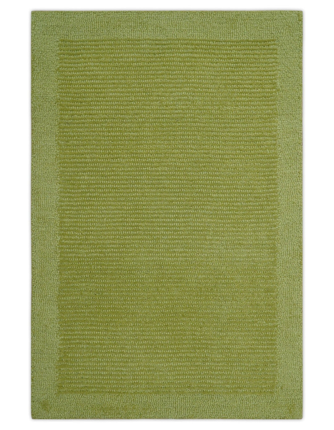 Custom Made Modern Solid Design Green Hand Tufted Wool Rug - The Rug Decor