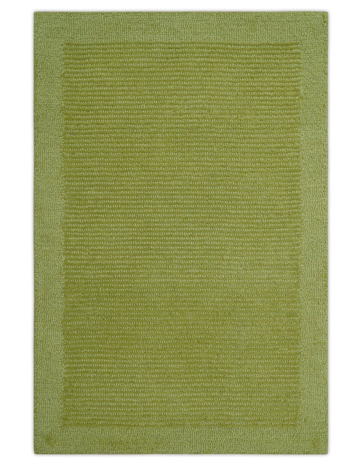 Custom Made Modern Solid Design Green Hand Tufted Wool Rug - The Rug Decor