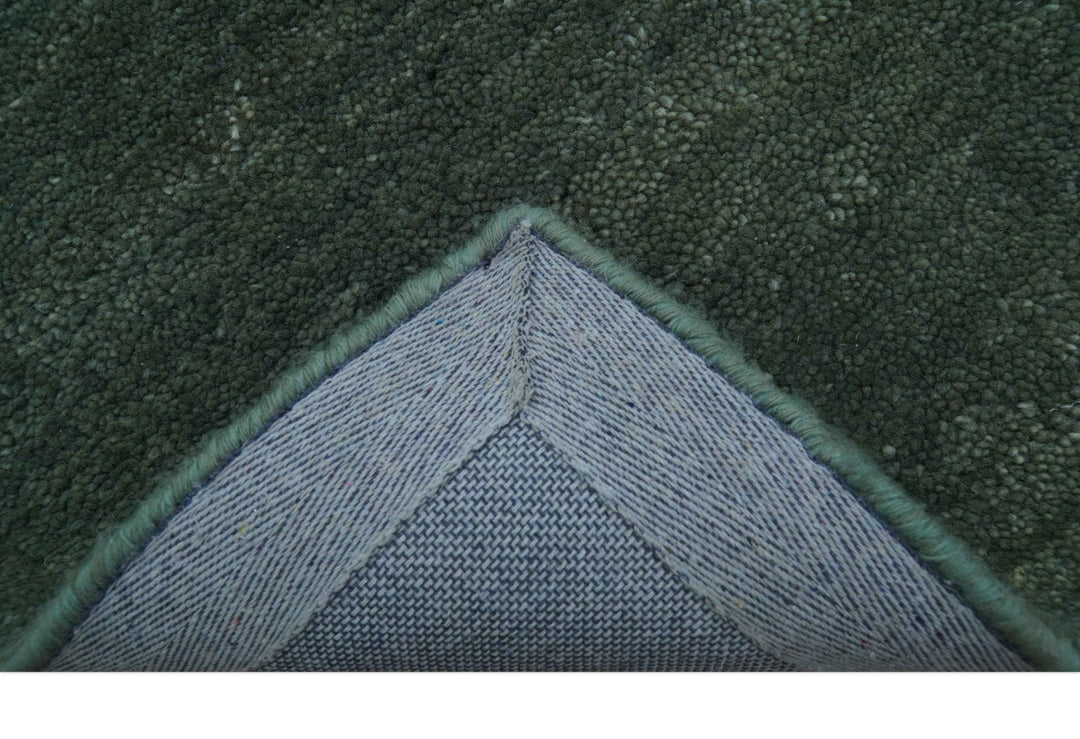 Custom Made Modern Solid Green Hand Tufted Wool Area Rug - The Rug Decor