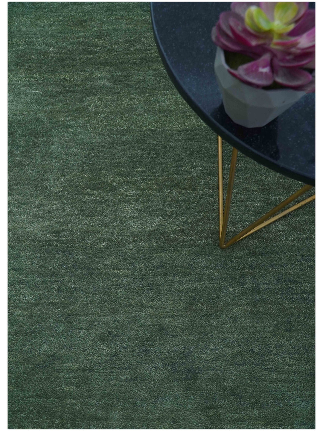 Custom Made Modern Solid Green Hand Tufted Wool Area Rug - The Rug Decor