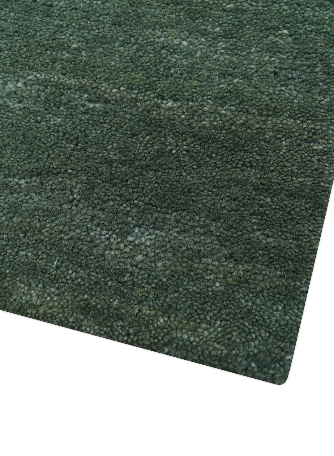 Custom Made Modern Solid Green Hand Tufted Wool Area Rug - The Rug Decor
