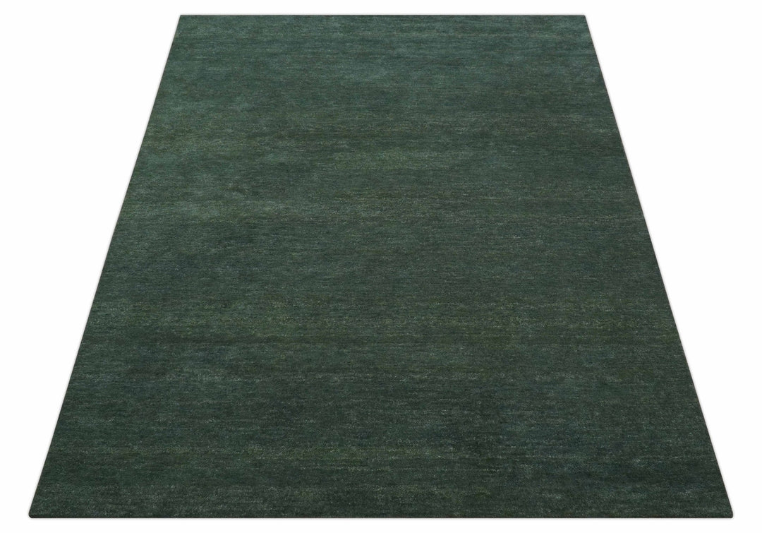 Custom Made Modern Solid Green Hand Tufted Wool Area Rug - The Rug Decor