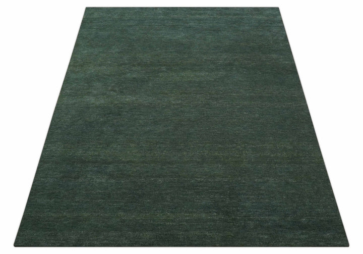 Custom Made Modern Solid Green Hand Tufted Wool Area Rug - The Rug Decor