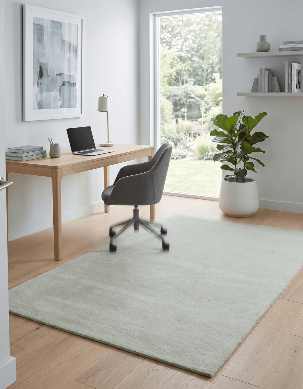 Custom Made Modern Solid Ivory Hand Tufted Wool Rug - The Rug Decor