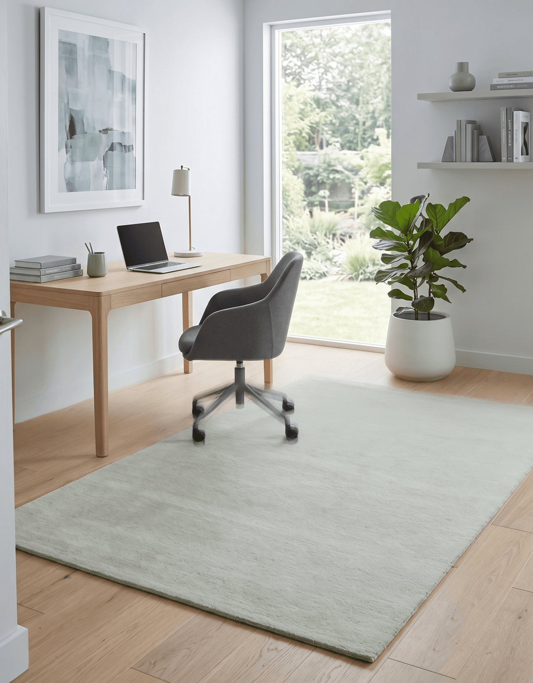 Custom Made Modern Solid Ivory Hand Tufted Wool Rug - The Rug Decor