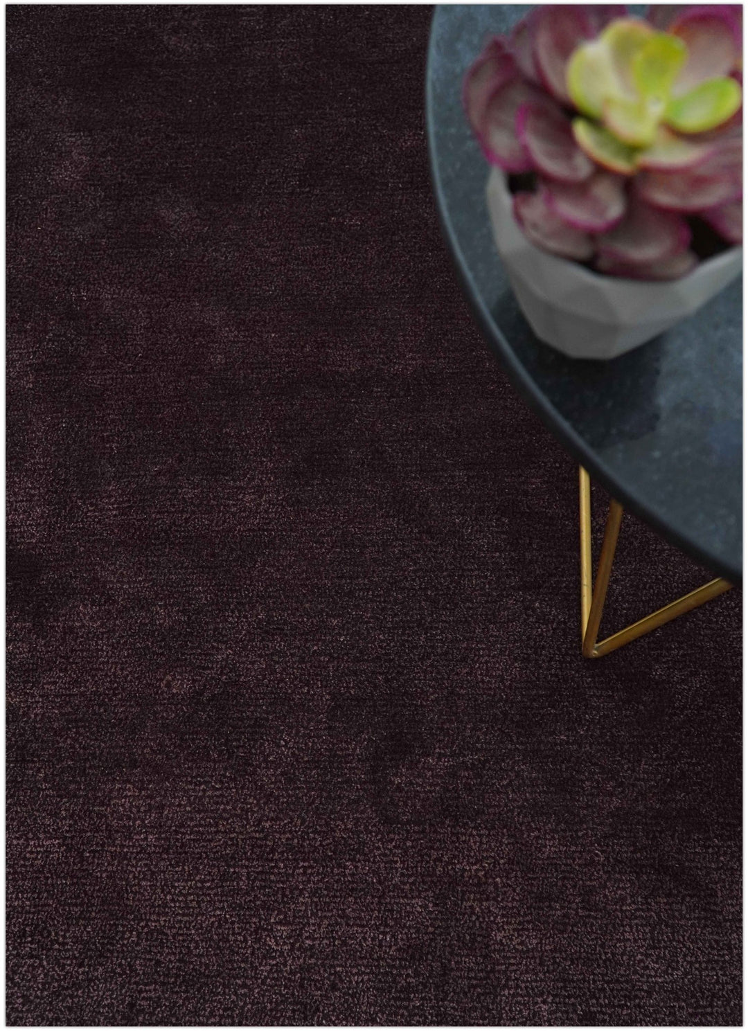 Custom Made Modern Solid Maroon And Gray Hand Knotted Wool And Art Silk Rug - The Rug Decor