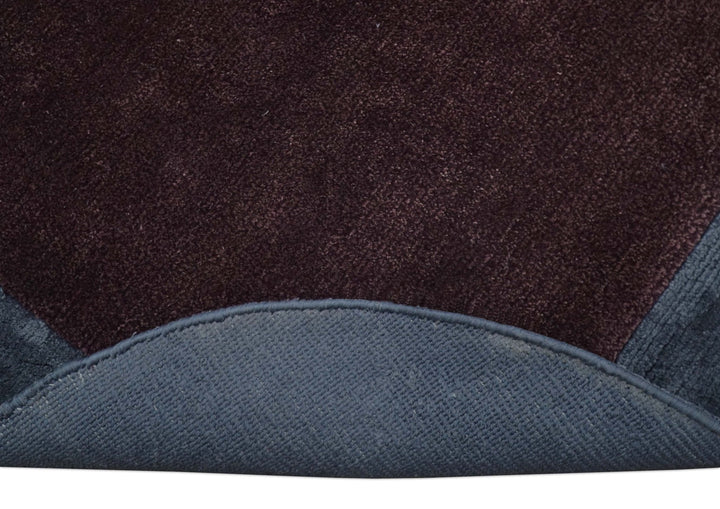 Custom Made Modern Solid Maroon And Gray Hand Knotted Wool And Art Silk Rug - The Rug Decor