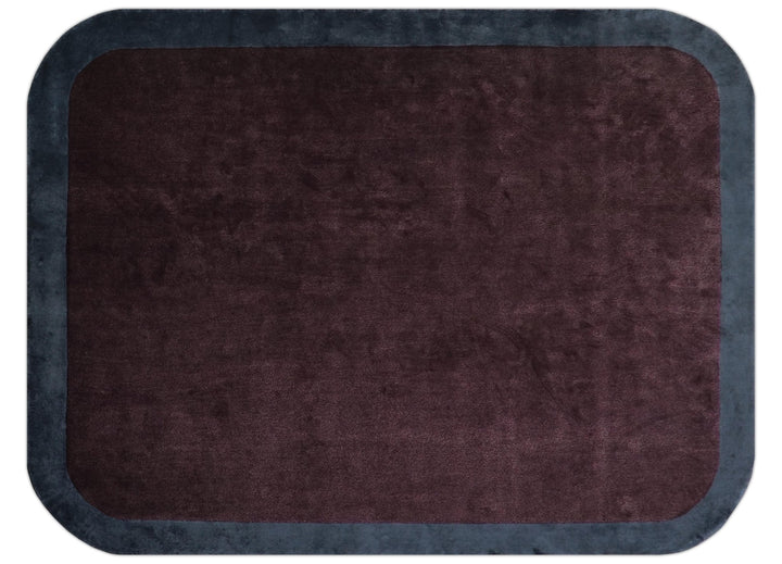 Custom Made Modern Solid Maroon And Gray Hand Knotted Wool And Art Silk Rug - The Rug Decor