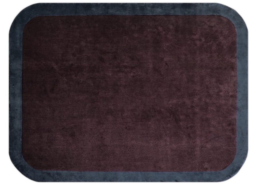 Custom Made Modern Solid Maroon And Gray Hand Knotted Wool And Art Silk Rug - The Rug Decor
