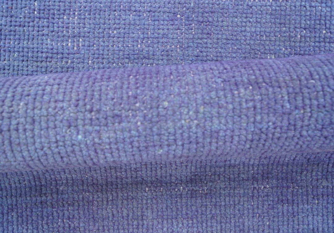 Custom Made Modern Solid Overdyed Blue Hand Knotted Wool Area Rug - The Rug Decor