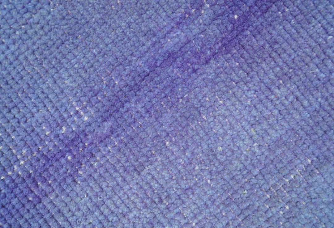 Custom Made Modern Solid Overdyed Blue Hand Knotted Wool Area Rug - The Rug Decor