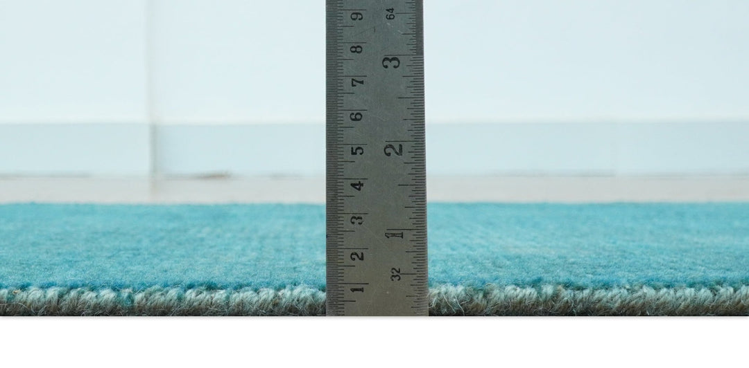 Custom Made Modern Solid Overdyed Blue Hand Knotted Wool Area Rug - The Rug Decor