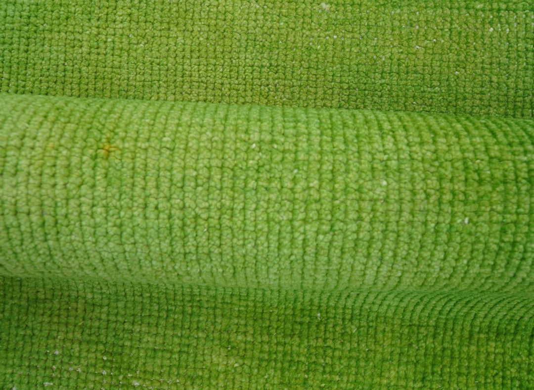 Custom Made Modern Solid Overdyed Green Hand Knotted Wool Area Rug - The Rug Decor