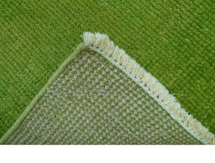 Custom Made Modern Solid Overdyed Green Hand Knotted Wool Area Rug - The Rug Decor