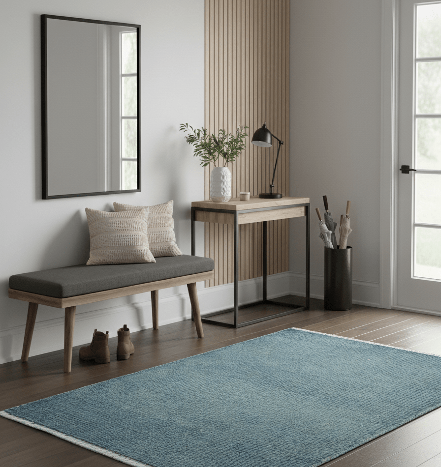 Custom Made Modern Solid Overdyed Light Blue Hand Knotted Wool Area Rug - The Rug Decor