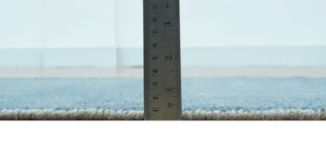 Custom Made Modern Solid Overdyed Light Blue Hand Knotted Wool Area Rug - The Rug Decor