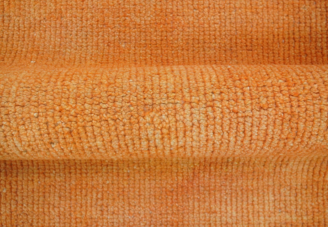 Custom Made Modern Solid Overdyed Orange Hand Knotted Wool Area Rug - The Rug Decor