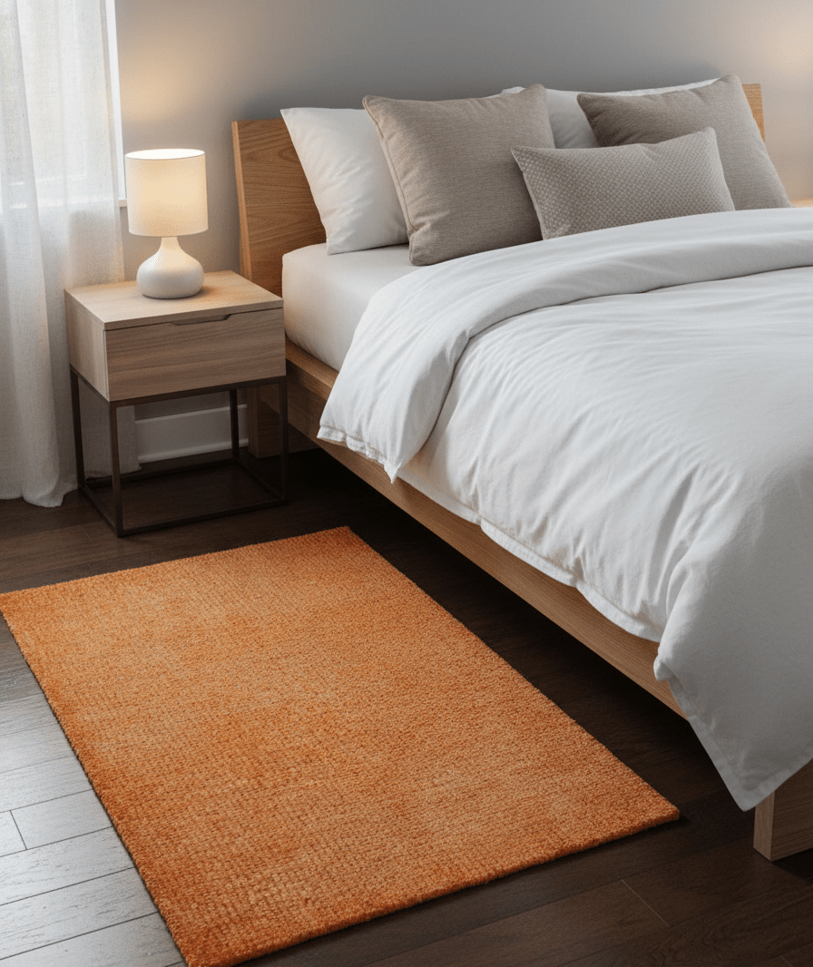 Custom Made Modern Solid Overdyed Orange Hand Knotted Wool Area Rug - The Rug Decor