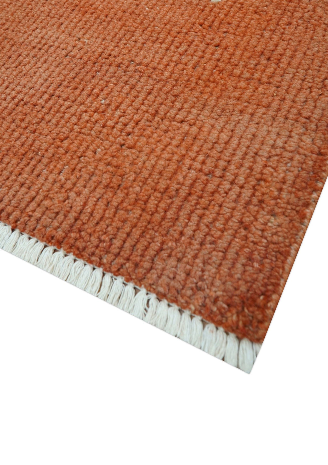 Custom Made Modern Solid Overdyed Rust Hand Knotted Wool Area Rug - The Rug Decor