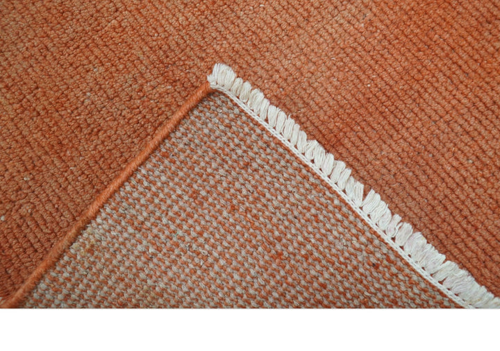 Custom Made Modern Solid Overdyed Rust Hand Knotted Wool Area Rug - The Rug Decor