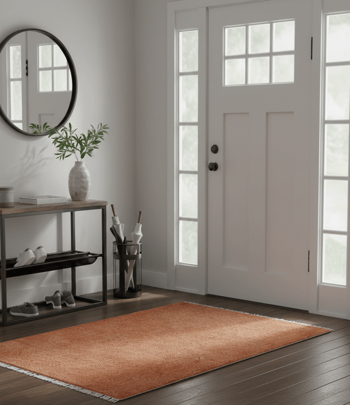 Custom Made Modern Solid Overdyed Rust Hand Knotted Wool Area Rug - The Rug Decor