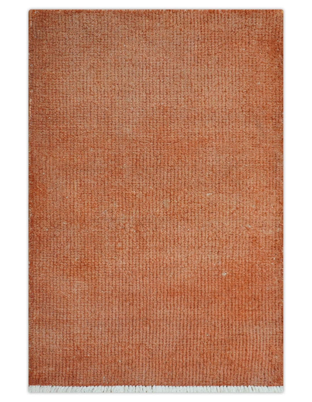 Custom Made Modern Solid Overdyed Rust Hand Knotted Wool Area Rug - The Rug Decor