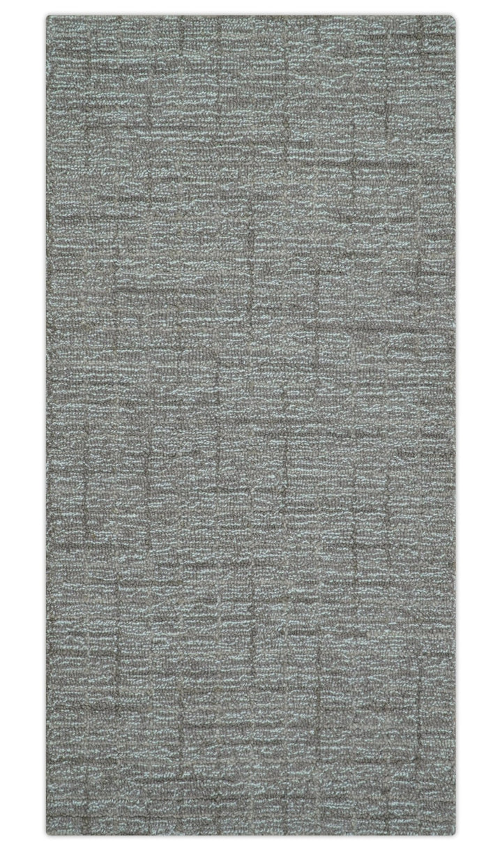 Custom Made Modern Style Brown Hand Tufted Wool Rug - The Rug Decor