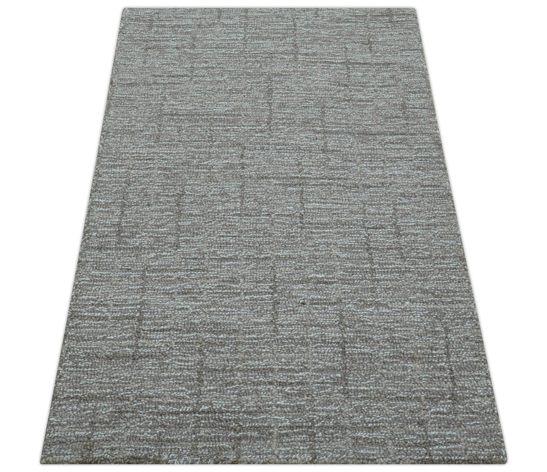 Custom Made Modern Style Brown Hand Tufted Wool Rug - The Rug Decor