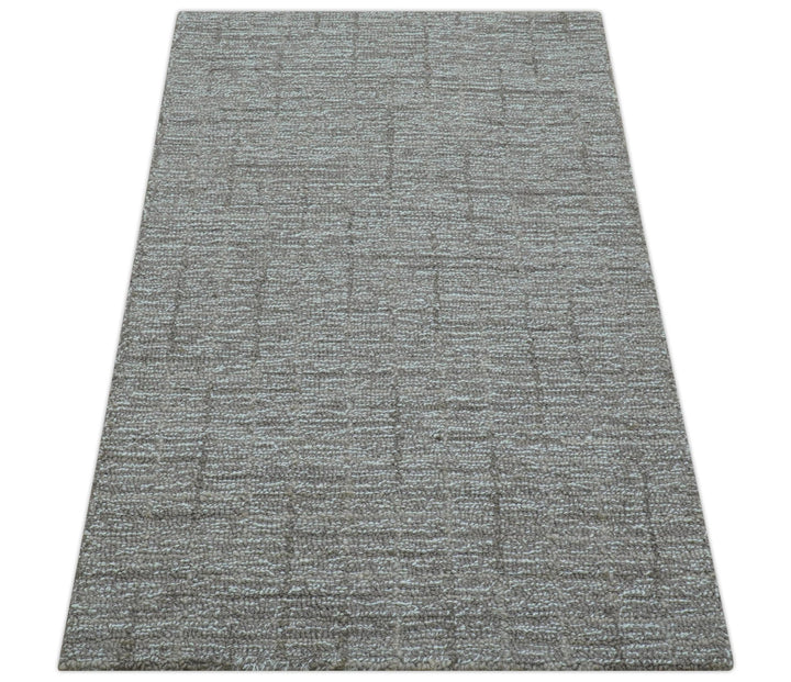 Custom Made Modern Style Brown Hand Tufted Wool Rug - The Rug Decor