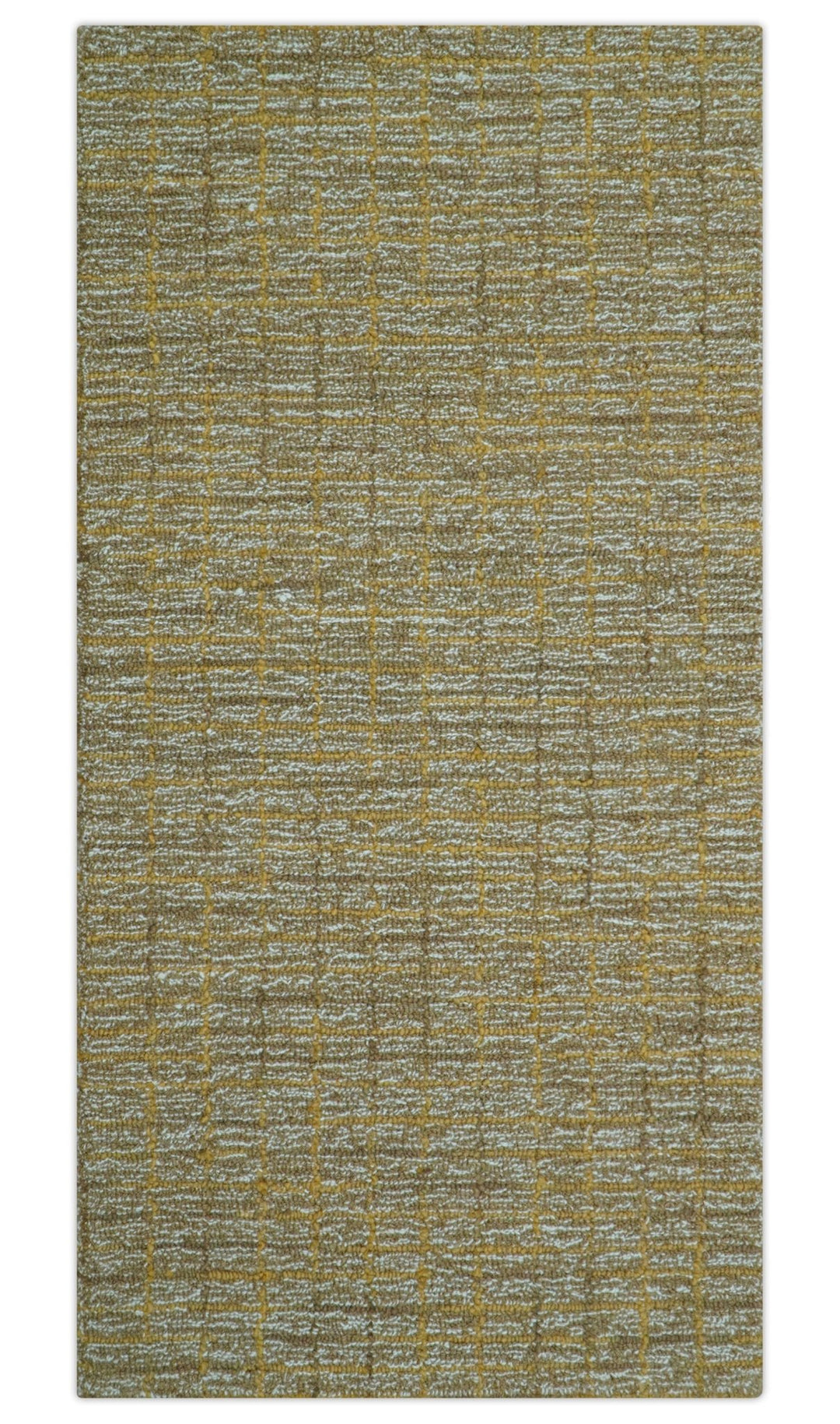 Custom Made Modern Style Hand Tufted Mustard and Brown Wool Rug - The Rug Decor