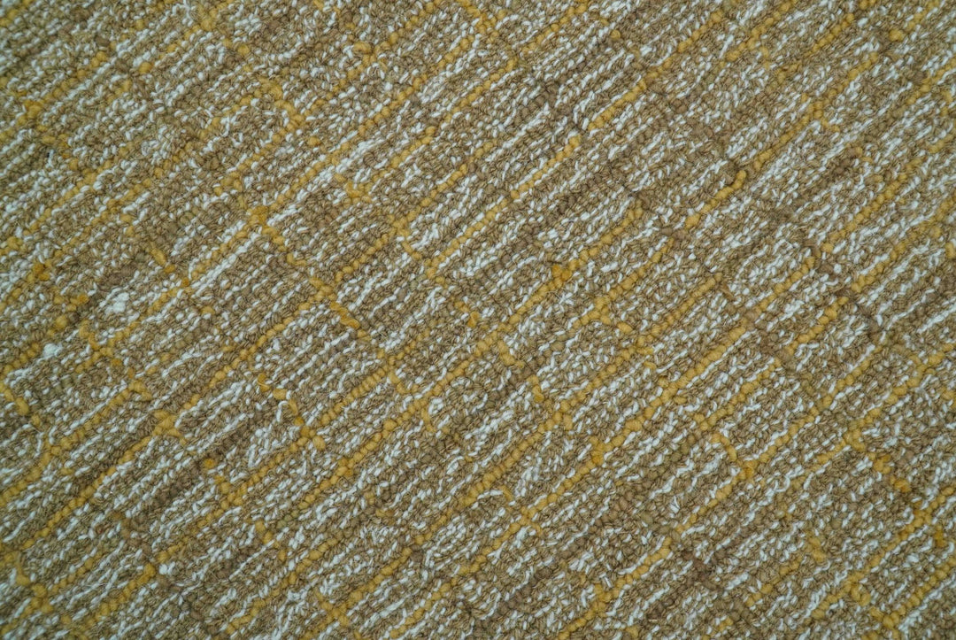 Custom Made Modern Style Hand Tufted Mustard and Brown Wool Rug - The Rug Decor