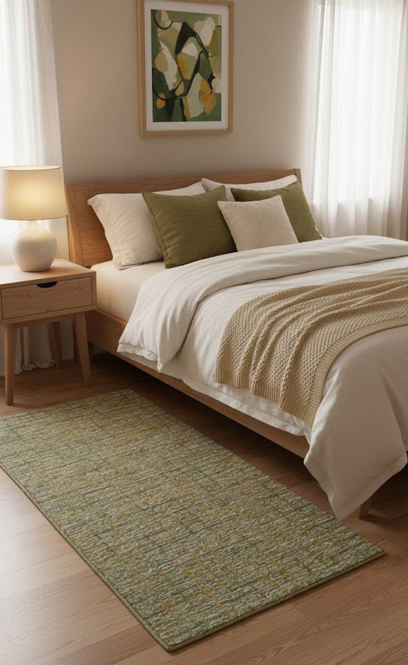 Custom Made Modern Style Hand Tufted Mustard and Brown Wool Rug - The Rug Decor