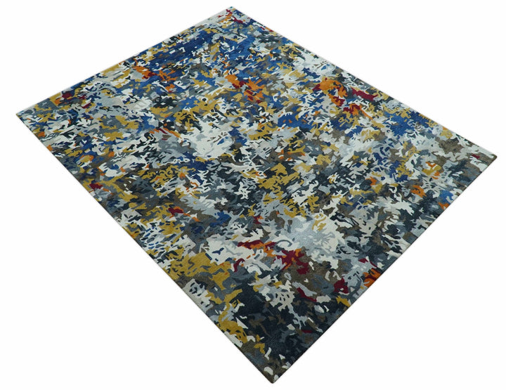 Custom Made Multi - color Modern Abstract Hand Tufted Wool - Art Silk Rug - The Rug Decor