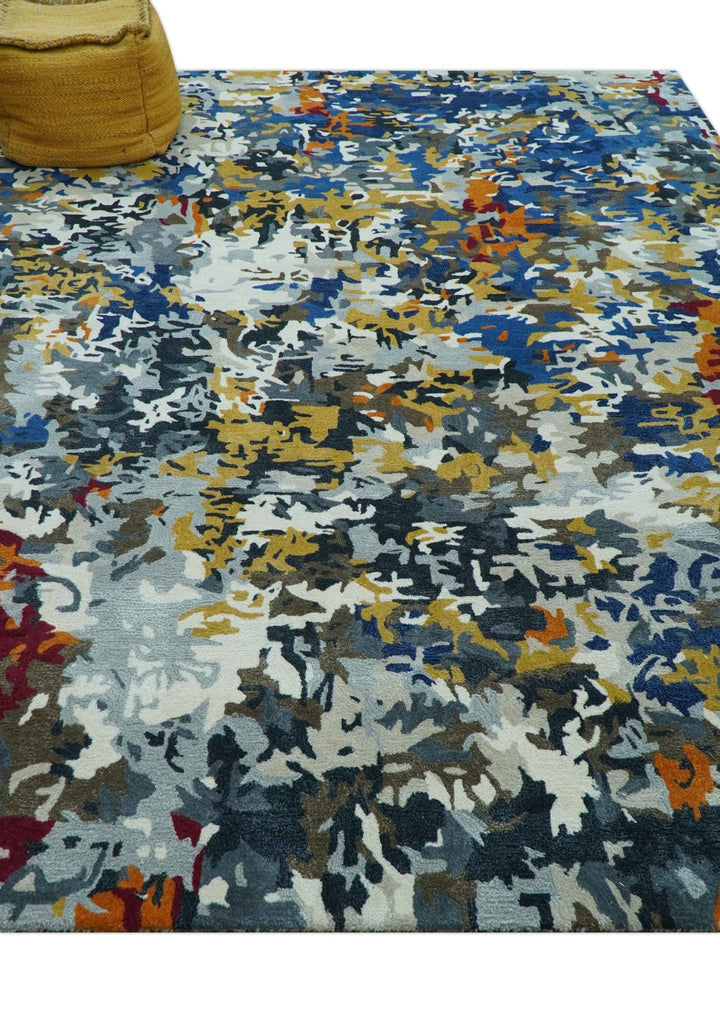 Custom Made Multi - color Modern Abstract Hand Tufted Wool - Art Silk Rug - The Rug Decor