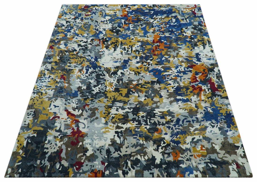 Custom Made Multi - color Modern Abstract Hand Tufted Wool - Art Silk Rug - The Rug Decor