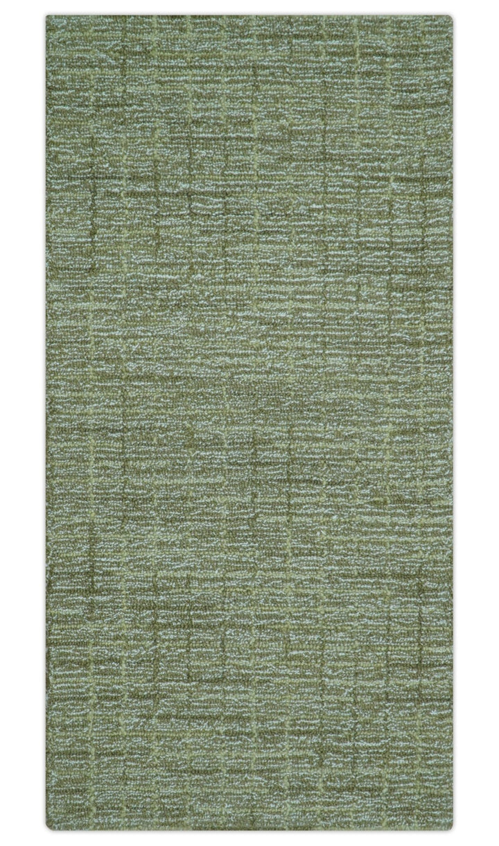 Custom Made Olive and Beige Modern Style Hand Tufted Wool Rug - The Rug Decor