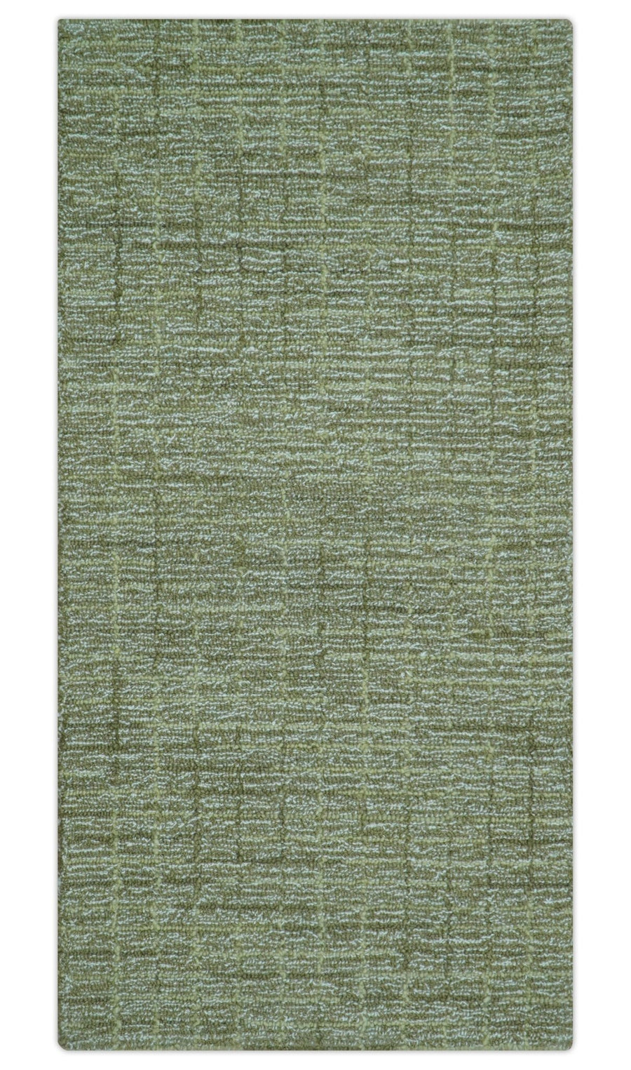 Custom Made Olive and Beige Modern Style Hand Tufted Wool Rug - The Rug Decor